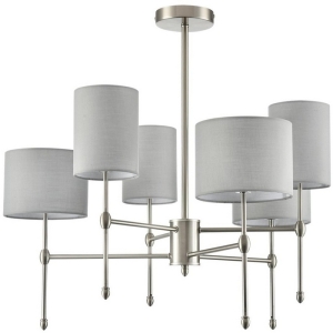 Потолочная люстра на штанге Lumion Latti 8262/6C металл/текстиль, никель/серый E14 6*40W 220V