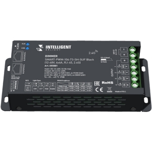 INTELLIGENT ARLIGHT Диммер SMART-PWM-104-73-SH-SUF Black (12-48V, 4x6A, RJ-45, 2.4G) (IARL, IP20 Металл, 5 лет)