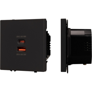 Механизм розетки с быстрой USB зарядкой SCT-NOBE-MUAC-SFPL-FC-BK (65W, QC3) (Arlight) 054317