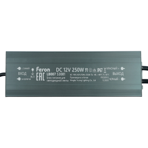 Трансформатор электронный для светодиодной ленты 250W 12V IP67 (драйвер), LB007 FERON