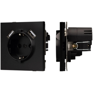 Механизм розетки с USB зарядкой SCT-TENDO-MUAA-PL-BK (230V, 16A) (Arlight, Черный)