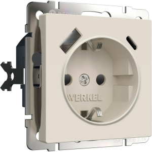 Розетка с заземлением, шторками и USB Type A+С (айвори матовый) Werkel W1171762