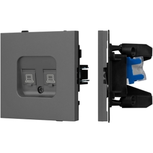 Механизм компьютерной розетки двойной SCT-TENDO-MPC2-SFPL-GR (RJ-45, CAT6) (Arlight, Матовый графитовый)