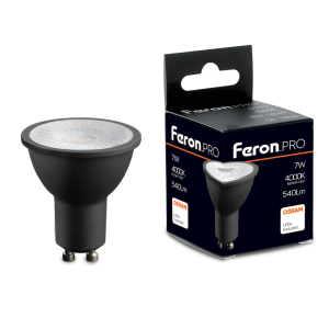 Лампа светодиодная Feron.PRO LB-1607 GU10 7W 175-265V 4000K  в черном корпусе