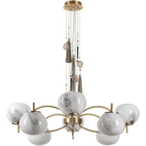 Подвесная люстра Odeon Light Fiolent 5432/8 золотой(под латунь)/стекло/кисточка/агат E14 8*40W