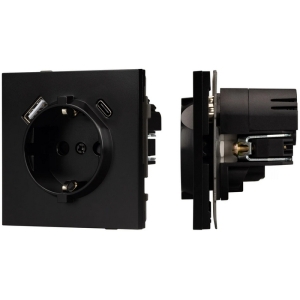 Механизм розетки с USB зарядкой SCT-TENDO-MUAC-PL-BK (230V, 16A) (Arlight, Черный)
