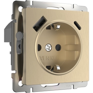 Розетка с быстрой зарядкой USB Type A+С шампань рифленый (a056276) Werkel W1171710