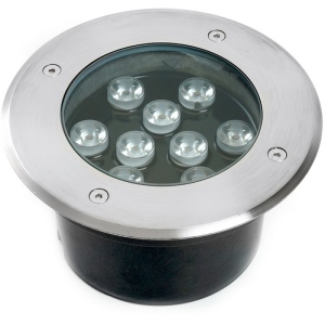 Встиваемый светодиодный свтельник (грунтовый) Feron SP2803 48469 10W, AC12V, низковольтный, 3000К, металлик, 160*H90mm, вн.диаметр: 110mm, IP67