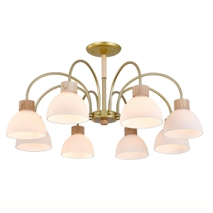 Потолочная люстра на штанге 150005/8R E27*60W Gold/Wood Escada Sade ES0000062