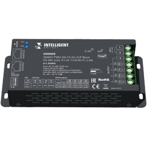 INTELLIGENT ARLIGHT Диммер SMART-PWM-104-73-SH-SUF Black (12-48V, 4x6A, RJ-45, TUYA Wi-Fi, 2.4G) (IARL, IP20 Металл, 5 лет)