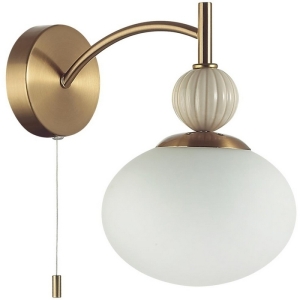 Бра с выключателем сонетка Lumion Gloriya 8272/1W NEOCLASSI латунь/бежевый/белый, металл/керамика/стекло Е14 1*40W 220V