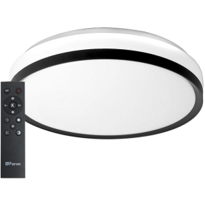 Светодиодный управляемый потолочный светильник с пультом Feron AL6240 48073 "Simple matte" тарелка 80W 3000К-6500K черный