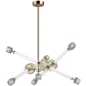 Потолочная люстра на штанге Odeon Light Kliff 5426/54CL золотой/белый/дымчатый/коньячный/металл/стекло/акрил LED 54W 3000K