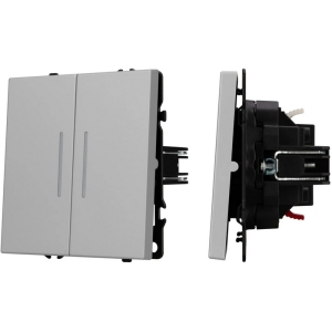 Механизм выключателя двухклавишный проходной LED SWT-NOBE-MKP2-SFPL-L-IS (230V, 10A) (Arlight, Никель) 059415