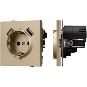 Механизм розетки с USB зарядкой SCT-TENDO-MUAA-SFPL-GD (230V, 16A) (Arlight, Матовый песочный)