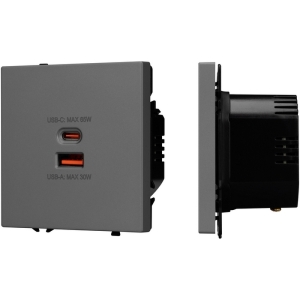 Механизм розетки с быстрой USB зарядкой SCT-NOBE-MUAC-SFPL-FC-GR (65W, QC3) (Arlight) 054319