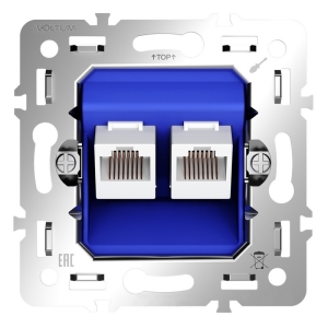 Механизм розетки компьютерной двойной RJ45+RJ45 Voltum S70 VLS0602M