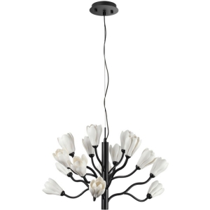 Подвесная люстра Odeon Light Gardi 5090/15 черный матовый/белый/фарфор G4 LED 15*5W