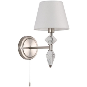 Бра с выключателем сонетка Lumion Vermont 8274/1W никель/белый/серый, металл/керамика/ткань Е14 1*40W 220V