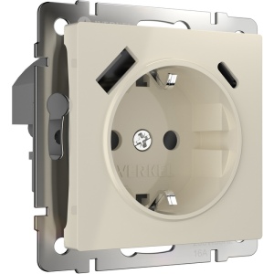 Розетка с быстрой зарядкой USB Type A+С слоновая кость (a056273) Werkel W1171703