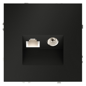 Розетка телевизионная встраиваемая TV+RJ45 Voltum S70 VLS060708 (черный матовый)