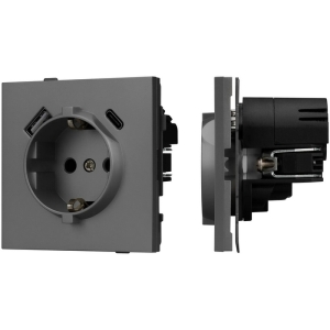 Механизм розетки с USB зарядкой SCT-TENDO-MUAC-SFPL-GR (230V, 16A) (Arlight, Матовый графитовый) 054609