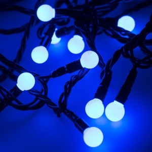 Светодиодная гирлянда ARD-BALL-CLASSIC-D13-5000-BLACK-50LED BLUE (230V, 3.5W) (Ardecoled, IP65) 025564