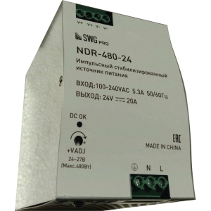 Блок питания для светодиодной ленты 480Вт 24В SWG NDR NDR-480-24