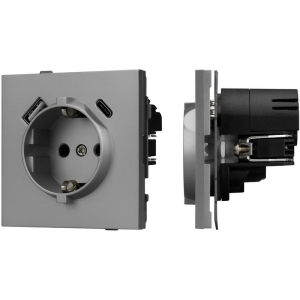 Механизм розетки с USB зарядкой SCT-TENDO-MUAC-PL-GR (230V, 16A) (Arlight, Графитовый) 054088
