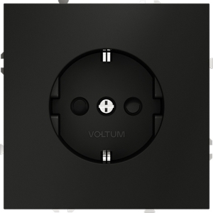 Розетка с заземлением и шторками (черный матовый) Voltum S70 VLS040208