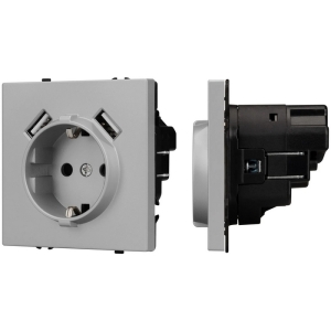 Механизм розетки с USB зарядкой SCT-NOBE-MUAA-SFPL-IS (230V, 16A) (Arlight, Никель) 059443
